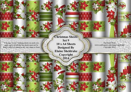 Christmas Sheets Set 9 - 10 x A4 Backing Paper Sheets