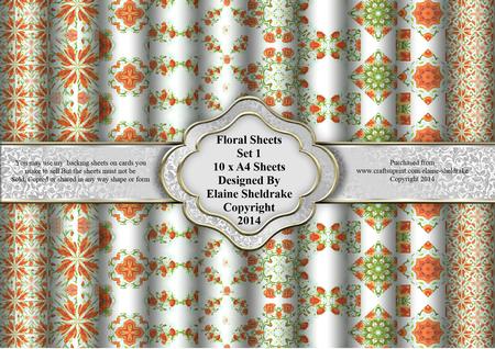 Floral Sheets Set 1 - 10 x A4 Backing Paper Sheets
