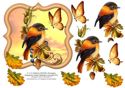 6" x 6" Fabulous Fall Thanksgiving & Decoupage Card Topper