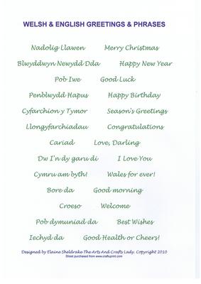 Welsh & English Greetings & Phrases Green Birthday Xmas