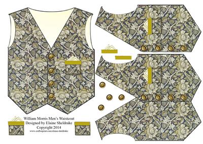 William Morris Men's Waistcoat Card Topper with Decoupage