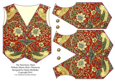Strawberry Thief - William Morris Mens Waistcoat Card Topper