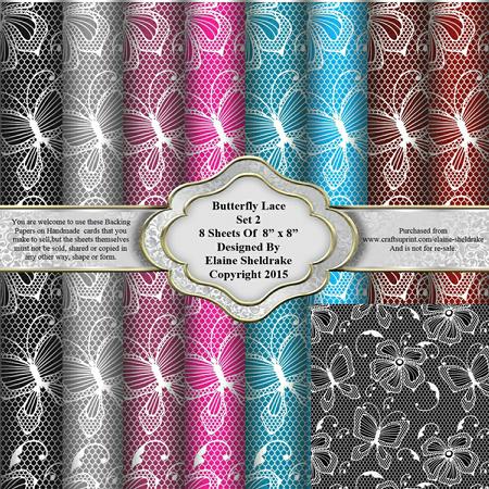 8" x 8" Butterfly Lace Set 2 Backing Papers