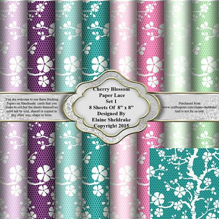 8" x 8" Cherry Blossom Lace Set 1 Backing Papers