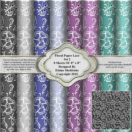 8" x 8" Floral Paper Lace Set 2 Backing Papers