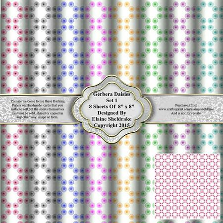 8" x 8" Gerbera Daisy Flowers Set 1 Backing Papers