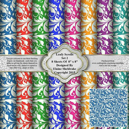 8" x 8" Leafy Scrolls Set 2 Backing Papers