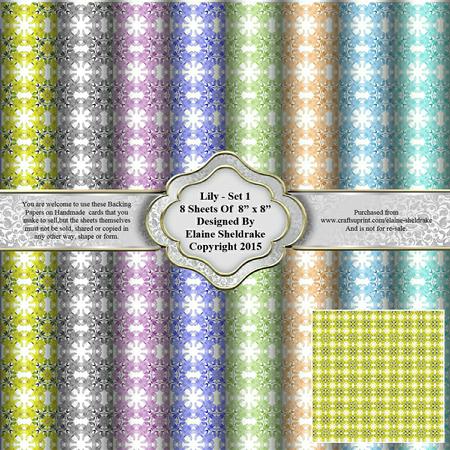 8" x 8" Lily Flowers Set 1 Backing Papers