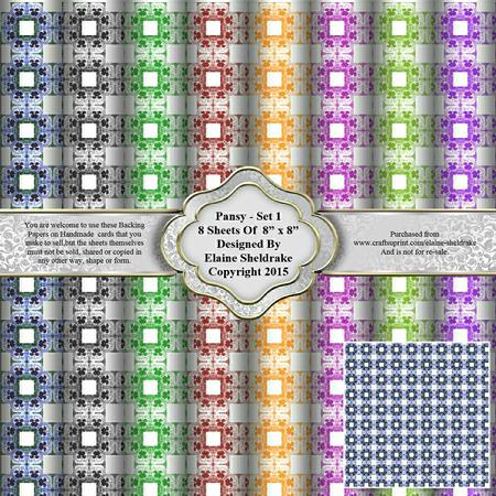 8" x 8" Pansy Flowers Set 1 Backing Papers