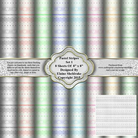 8" x 8" Pastel Stripes Set 1 Backing Papers