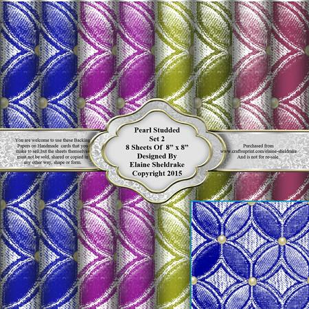 8" x 8" Pearl Studded Faux Fabric Set 2 Backing Papers