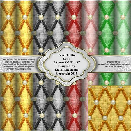 8" x 8" Pearl Trellis Faux Fabrics Set 1 Backing Papers