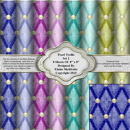 8" x 8" Pearl Trellis Faux Fabrics Set 2 Backing Papers