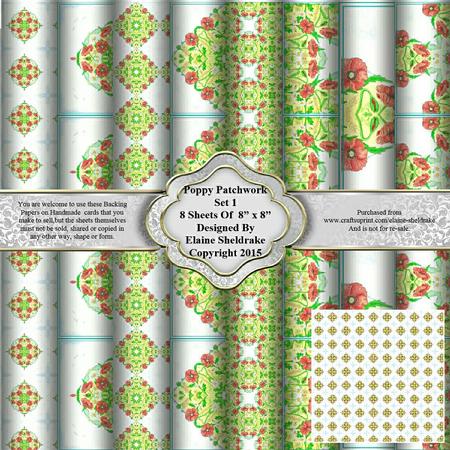 8" x 8" Poppy Patchwork Set 1 Backing Papers