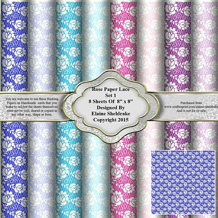 8" x 8" Rose Lace Set 1 Backing Papers