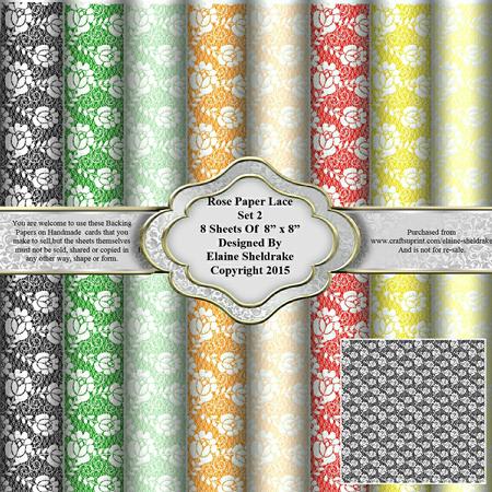 8" x 8" Rose Lace Set 2 Backing Papers