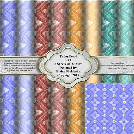 8" x 8" Tudor Pearl Faux Fabric Set 1 Backing Papers