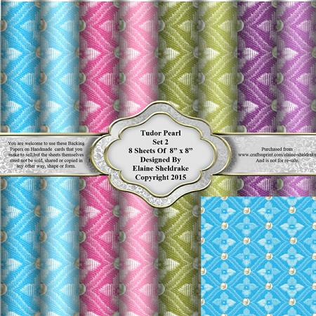 8" x 8" Tudor Pearl Faux Fabric Set 2 Backing Papers