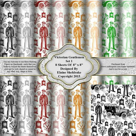 8" x 8" Victorian Gentlemen Set 1 Backing Papers
