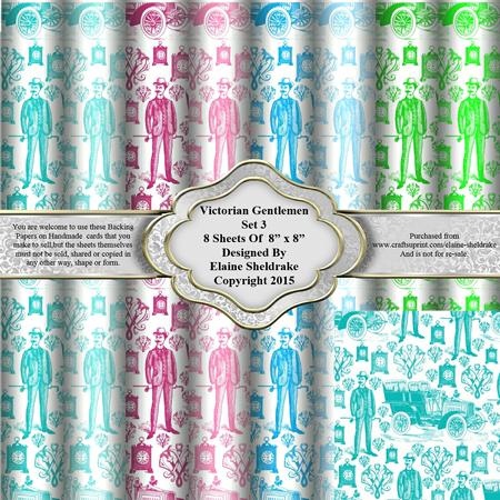 8" x 8" Victorian Gentlemen Set 3 Backing Papers