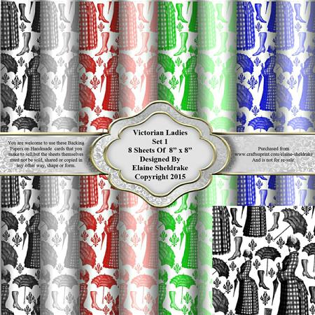 8" x 8" Victorian Ladies Set 1 Backing Papers