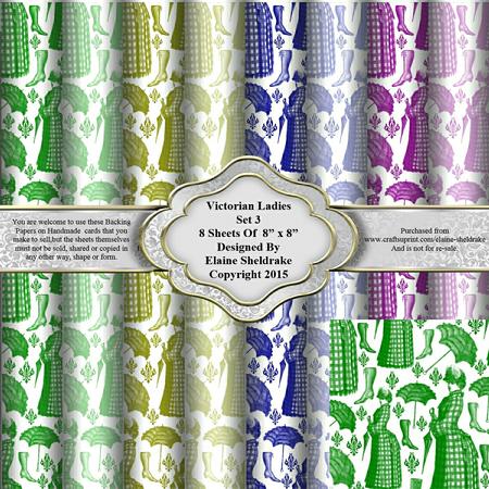 8" x 8" Victorian Ladies Set 3 Backing Papers