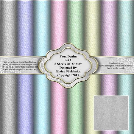 8" x 8" Faux Denim Set 1 Backing Papers