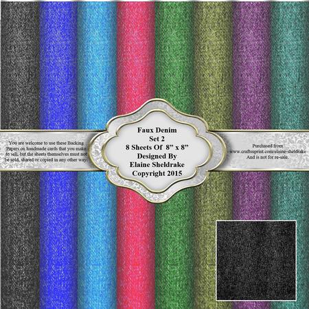 8" x 8" Faux Denim Set 2 Backing Papers