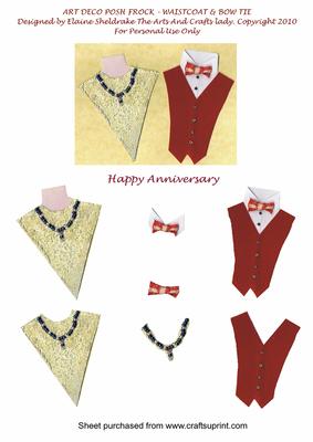 Art Deco Posh Frock & Bow Tie & Waistcoat Happy Anniversary