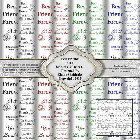 8" x 8" Best Friends Words Set 1 Backing Papers