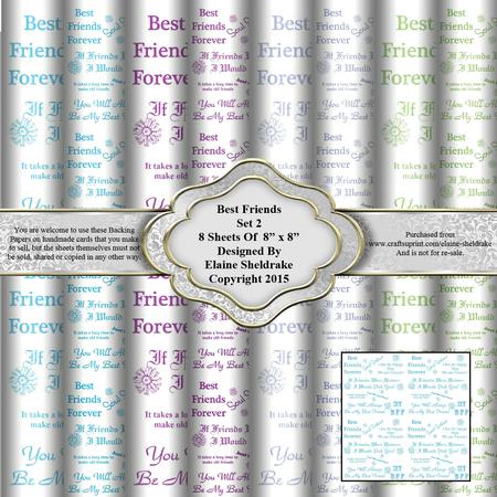 8" x 8" Best Friends Words Set 2 Backing Papers