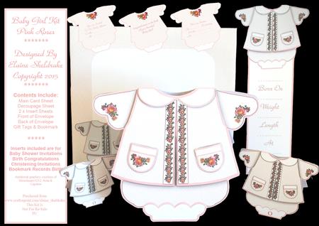 Baby Girls Set 1 Card Kit, Envelope,inserts, Tags & Bookmark