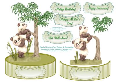 Panda-monium - Shaped Card Topper with Decoupage