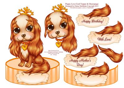 Puppy Love - Shaped Card Topper with Decoupage