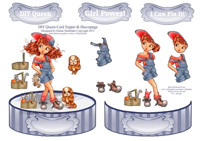 DIY Queen & Puppy Dog - Shaped Card Topper with Decoupage