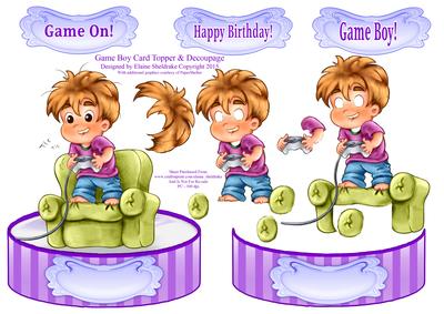 Game Boy - Shaped Card Topper with Decoupage