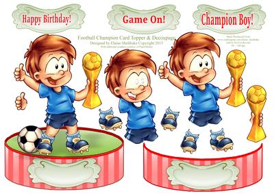 Football Champion - Shaped Card Topper with Decoupage