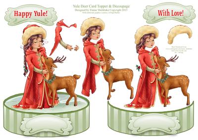 Yule Deer - Shaped Card Topper with Decoupage