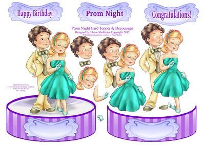 Prom Night or Engagement - Shaped Card Topper with Decoupage