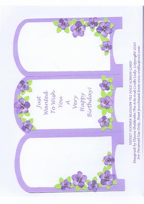 Violet Flower Blossom Tri Fold Screen Card Birthday
