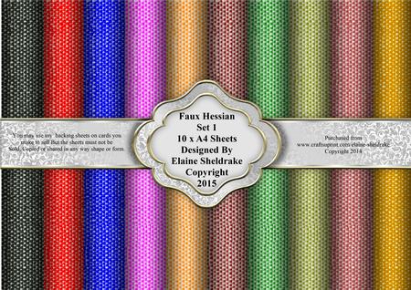Faux Hessian Fabrics Set (1) Ten A4 Backing Papers for Cards