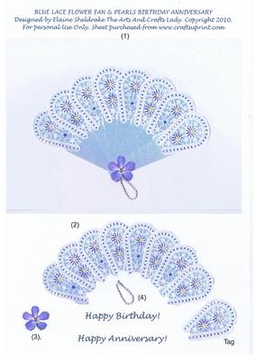 Blue Lace Flower Fan & Pearls Step by Step Birthday Annivers