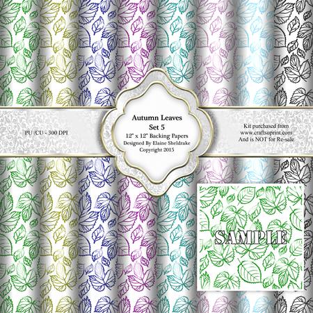 Autumn Leaves Set 5 - Eight 12" x 12" Backing Papers - Cu/pu