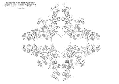 Blackberries with Heart - Floral Digi Stamp