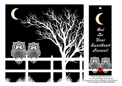 Owl Be Your Sweetheart - 8" x 8" Card Topper & Bookmark