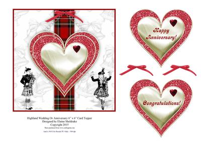 Highland Wedding or Anniversary 6" x 6" Card Topper