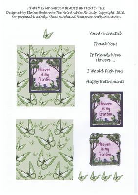 Heaven is My Garden Beaded Butterfly Card Friends Invitation