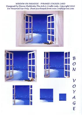 Window on Paradise -pyramid Stacker Card Bon Voyage Holiday