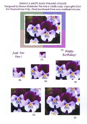 Purple & White Pansy Pyramid Stacker Birthday Card