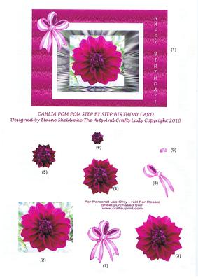 Dahlia Pom Pom Step by Step Birthday Card